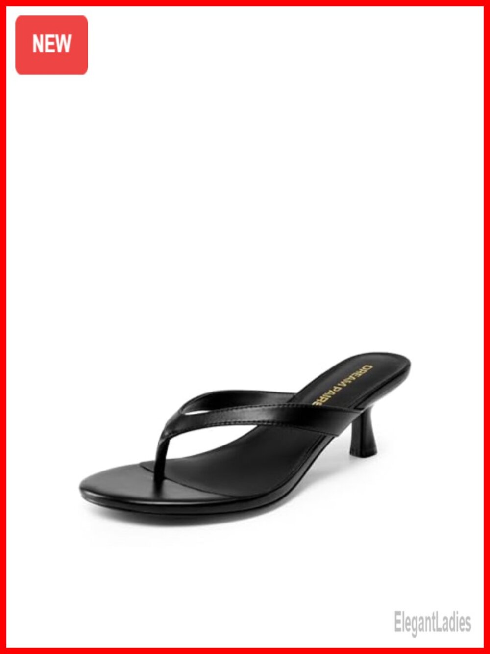 Kitten Heel Thong Sandals Faux Leather Slip On Low Heel Flip Flops